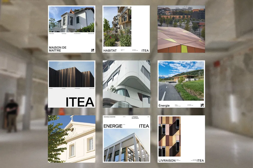 Un mur de posts Instagram d’ITEA : une même identité déclinée.