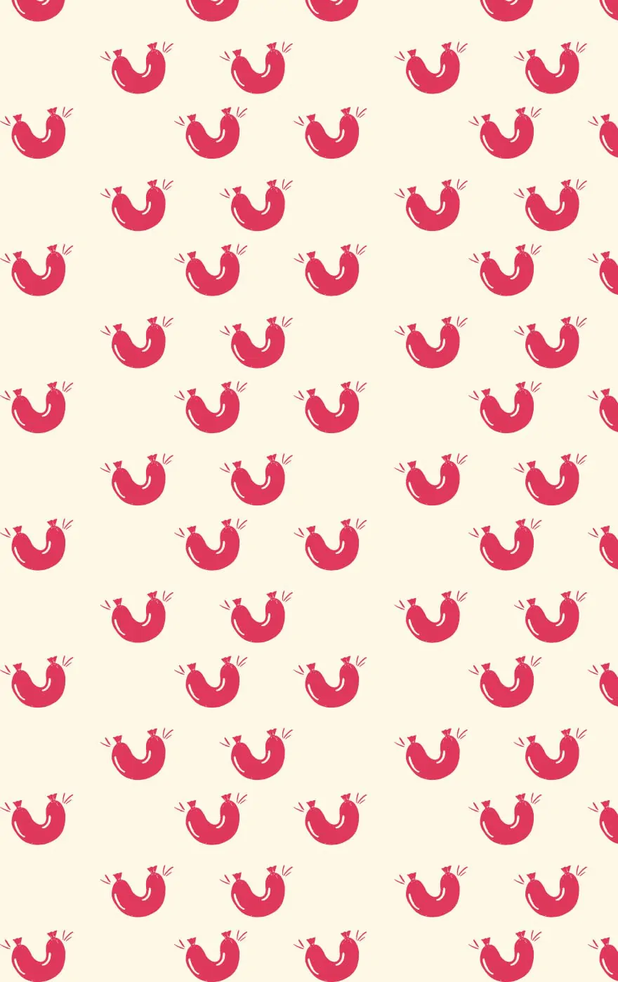 Un motif de saucisses roses sur fond crème.
